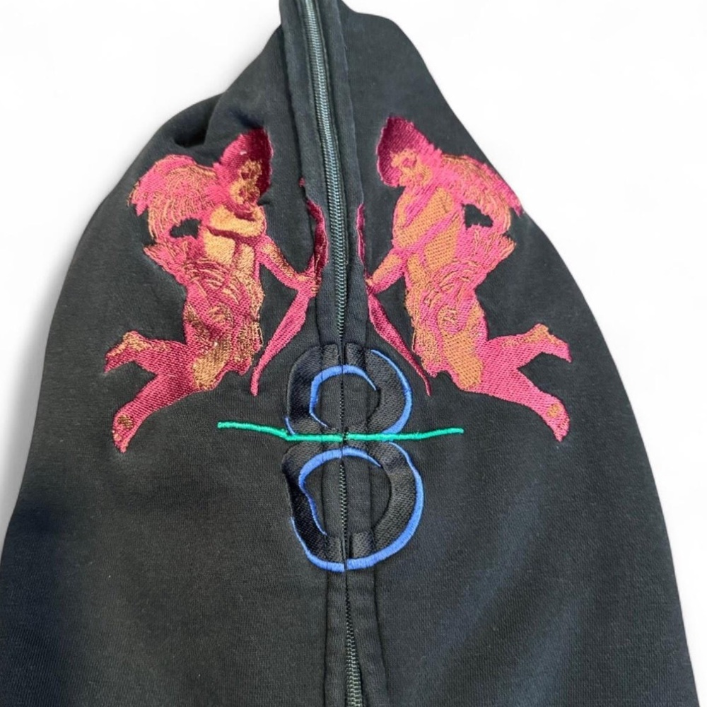 Prevail Black Graphic Hoodie embroidered branding and design on hood zip up XL